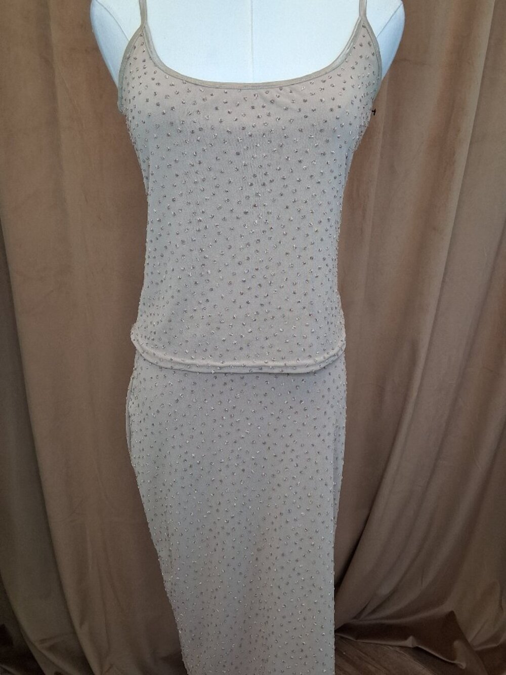 Vintage X:S Tan Polka Dot Tank & Skirt Set Size 12